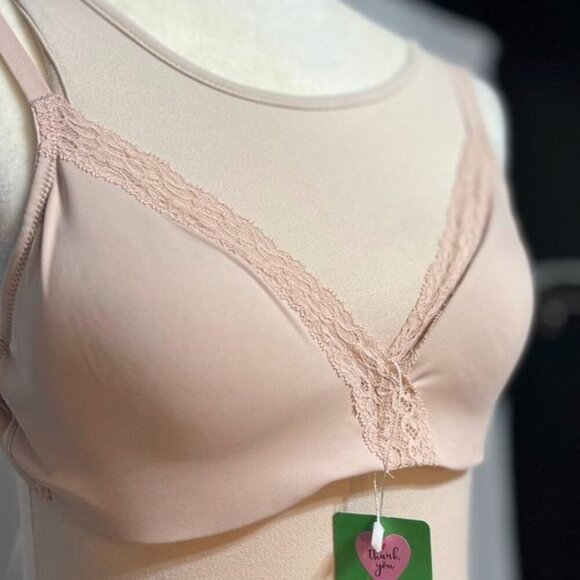 Natori Lightly Lined Lace Trim Bra Beige 30DD - Picture 3 of 12